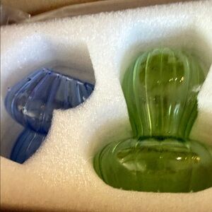 Green and Blue Glass Knobs